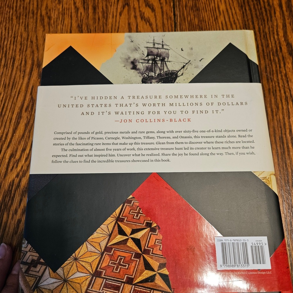 There's Treasure Inside Jon Collins-Black Hardcover Treasure Hunt Book Clues - Picture 3 of 3